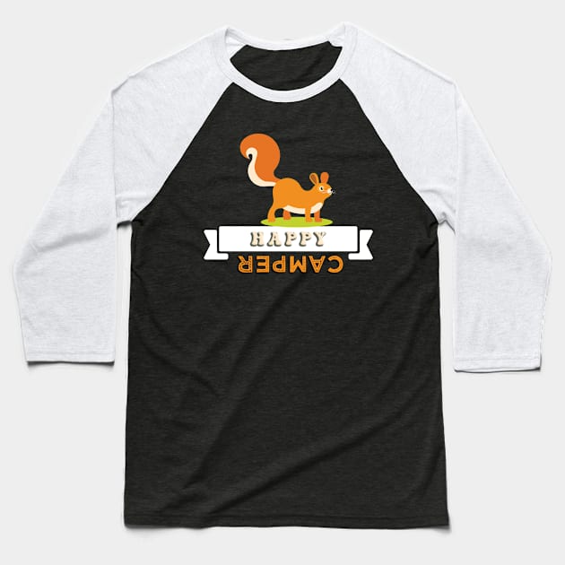 Happy camper squirrel Baseball T-Shirt by Toonstruction